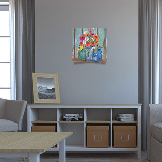 Farm Fresh Flowers Spring Large LED Canvas Art on a wall in a living room setting.