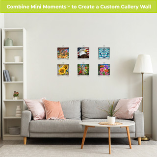 Turkey and Pumpkins Metal Mini Moment on wall in modern living room with sofa and decor.
