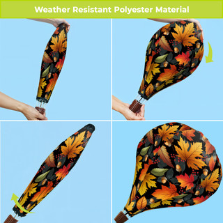 Autumn Color Leaves Hot Air Balloon Spinner in vibrant orange, yellow, and green on polyester material.
