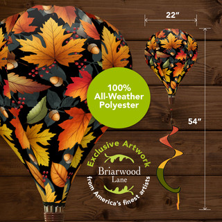 Autumn Color Leaves Hot Air Balloon Spinner, 22" x 54", all-weather polyester, Briarwood Lane.