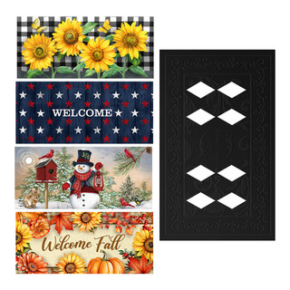 Seasonal Mini Mat Bundle set of 4 mini mats and tray, various designs and black mat.