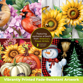 Seasonal Mini Mat Bundle B, set of 4 mini mats and tray, vibrant floral and holiday designs.