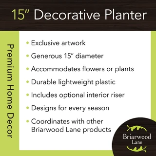 Vibrant Blooms Large Planter, 15 inches, decorative, exclusive artwork, lightweight plastic, Briarwood Lane product.