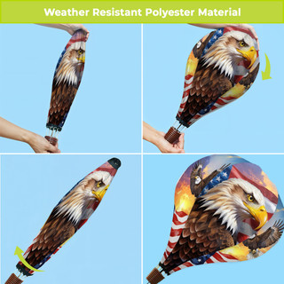 Soaring American Eagle Hot Air Balloon Spinner in brown, white, and red with yellow accents.