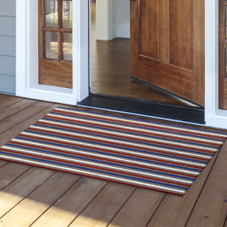 American Stripes Medium Coir Doormat, 24 x 36, with red, white, and blue stripes.