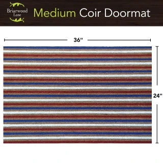 Briarwood Lane American Stripes Medium Coir Doormat, 24 x 36, multicolor, blue, red, brown stripes.