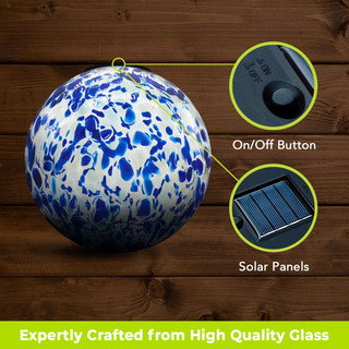 Blue Speckled Solar LED Glass Gazing Ball - Briarwood Lane