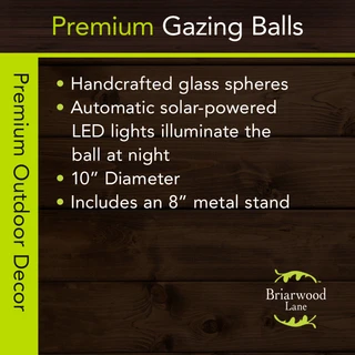 Geometric Blue Solar LED Glass Gazing Ball, 10 inch diameter, solar powered lights, glass sphere.
