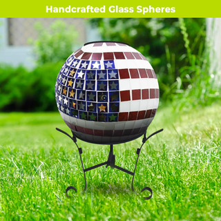 American Flag Solar LED Glass Gazing Ball - Briarwood Lane