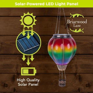 Rainbow Solar Balloon Lantern, solar-powered LED light with multicolor gradient, hanging decoration.