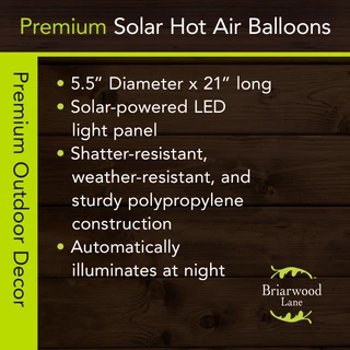 Solar-powered Dragonflies Hot Air Balloon, 5.5" x 21", LED light, polypropylene, Briarwood Lane outdoor decor.