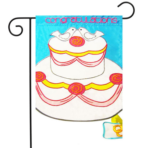 Congratulations Cake Applique Wedding Garden Flag