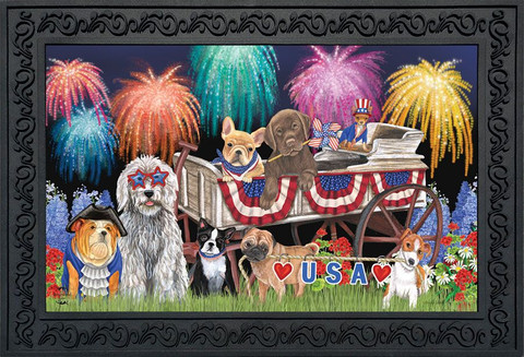 Patriotic Pups Fourth of July Doormat