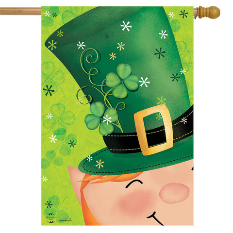 Lucky Hat Leprechaun House Flag