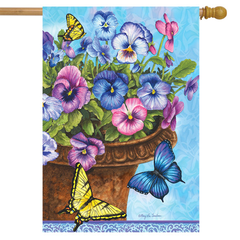 Pansies Spring House Flag