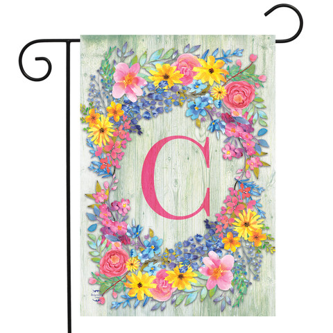 Spring Monogram Letter C Garden Flag