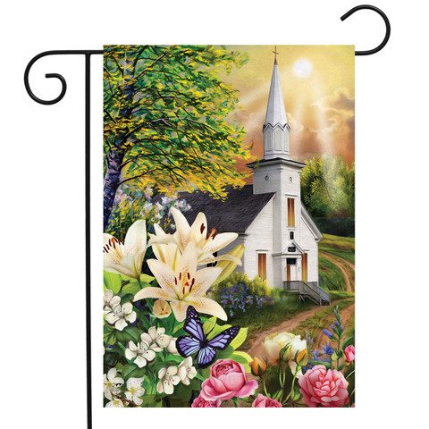 Spring Church Religious Garden Flag