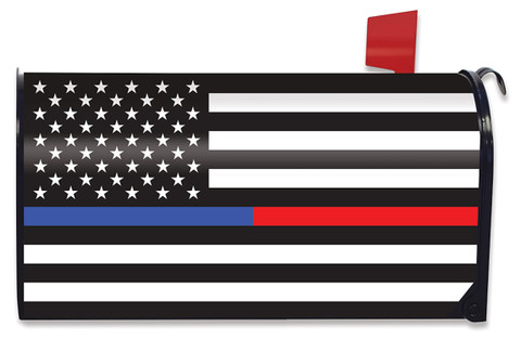 Thin Blue & Red Line Magnetic Mailbox Cover