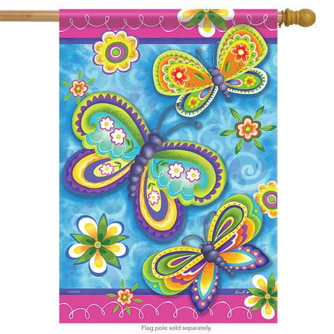 Garden Butterflies House Flag