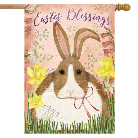 Easter Blessings Bunny House Flag