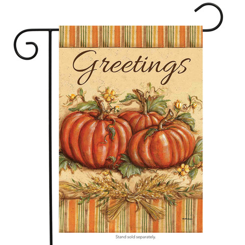 Fall Greetings Pumpkins Garden Flag