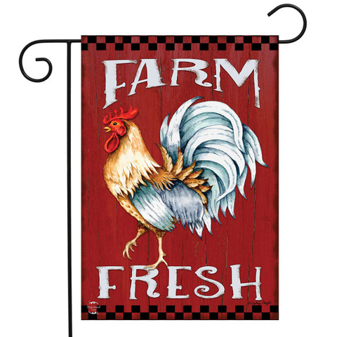 Farm Fresh Rooster Summer Garden Flag