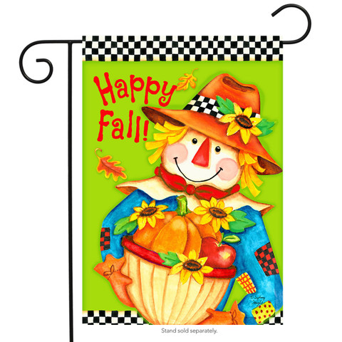 Checkered Scarecrow Fall Garden Flag