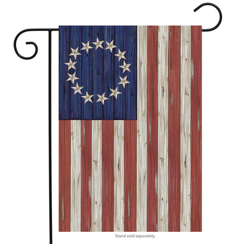 Briarwood Lane Betsy Ross Flag Patriotic Garden Flag with 13 stars, rustic red, white, blue colors.