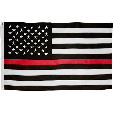 Briarwood Lane Thin Red Line Embroidered Grommet Flag supporting fire dept. and firemen.