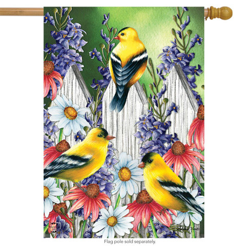 Goldfinch Trio Spring House Flag