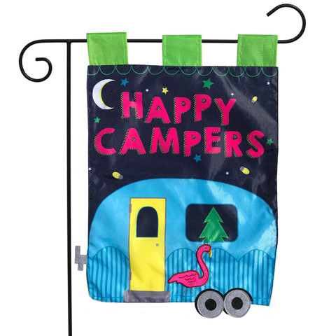 Happy Campers Applique Summer Garden Flag