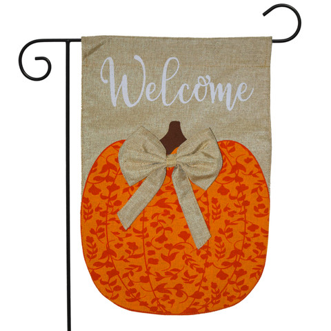 Autumn Pumpkin Burlap Garden Flag