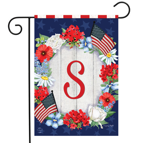 Patriotic Monogram Letter S Garden Flag