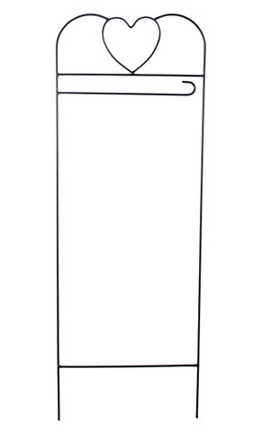 Briarwood Lane black heart-shaped garden flag holder, a wrought iron flag hanger for outdoor gardens.