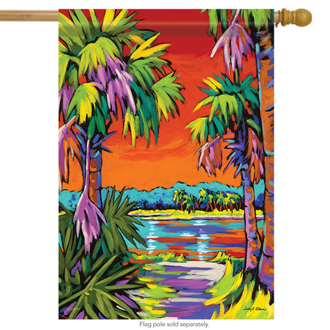 Coastal Sunset Summer House Flag