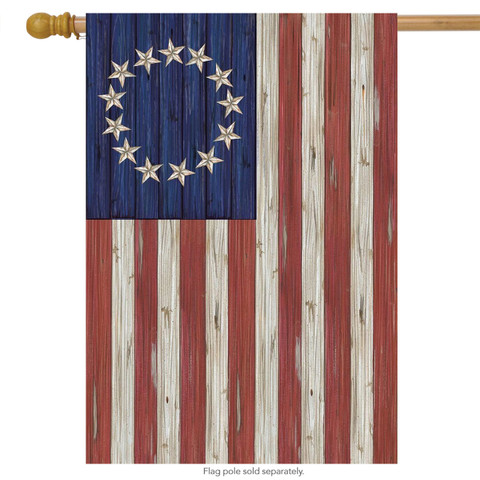 Briarwood Lane Betsy Ross Flag Patriotic House Flag with 13 stars and rustic red, white, blue colors.