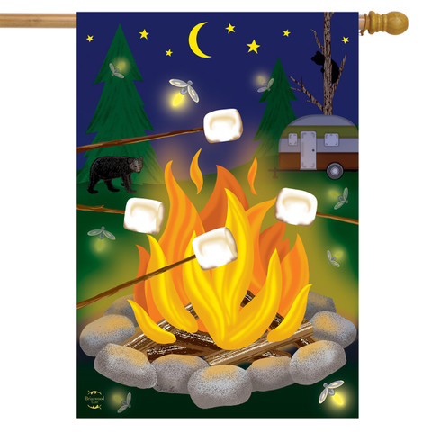 Campfire S'mores Summer House Flag