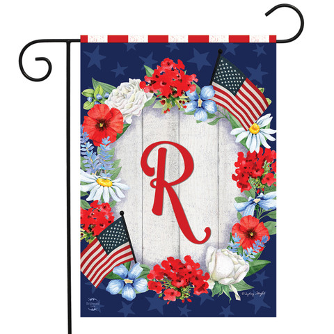 Patriotic Monogram Letter R Garden Flag