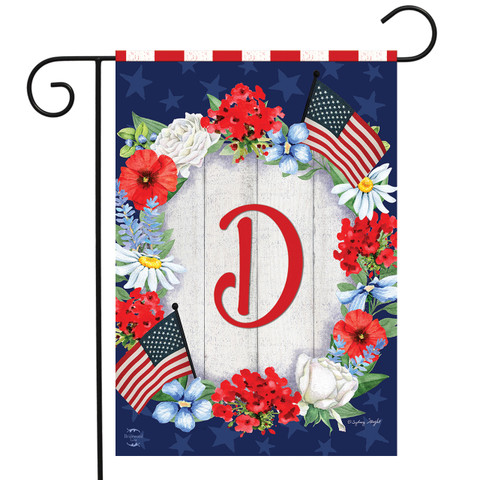 Patriotic Monogram Letter D Garden Flag