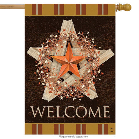 Autumn Barnstar Primitive House Flag