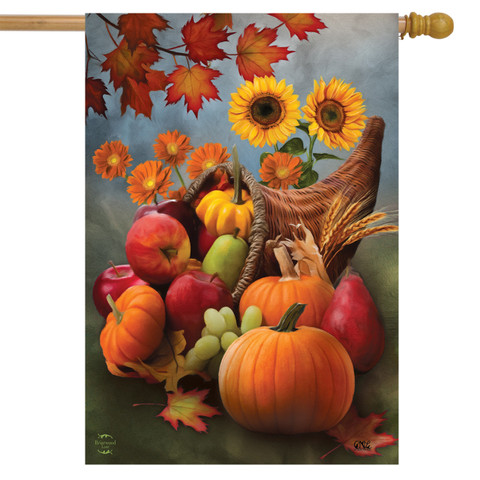 Bountiful Cornucopia Autumn House Flag