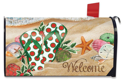 Coastal Christmas Nautical Mailbox Cover