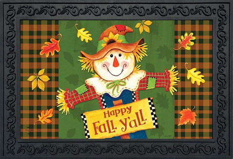 Fall Y'all Scarecrow Primitive Doormat