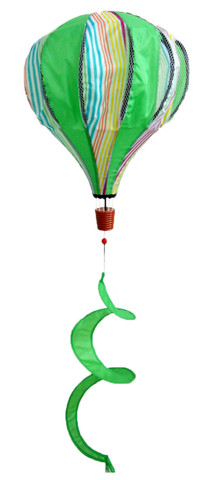 Green Striped Deluxe Hot Air Balloon Wind Twister