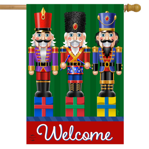 Holiday Nutcrackers Welcome House Flag