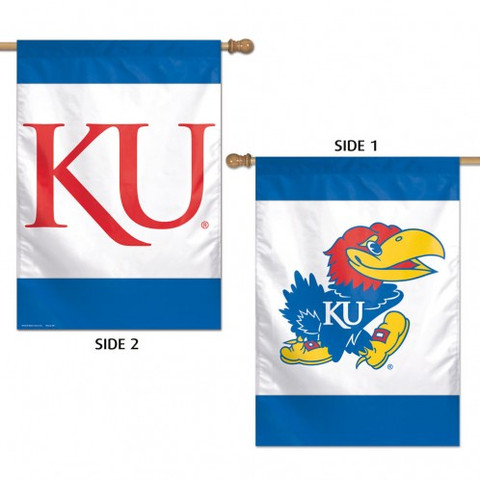 University of Kansas KU Jayhawk 2 Sided NCAA House Flag