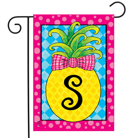 Pineapple Monogram Letter S Garden Flag