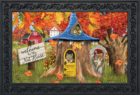 Fall Nut House Squirrels Doormat