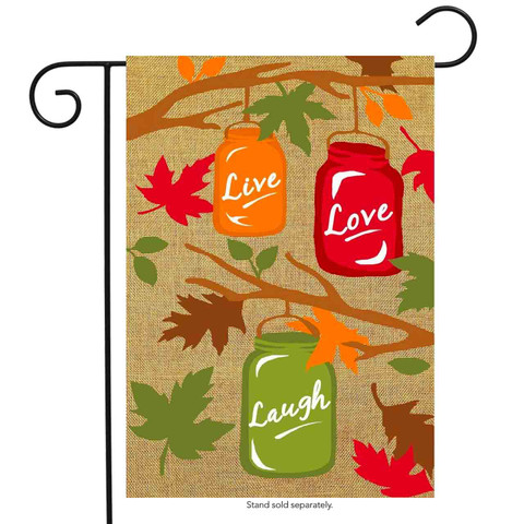 Fall Mason Jars Burlap Garden Flag