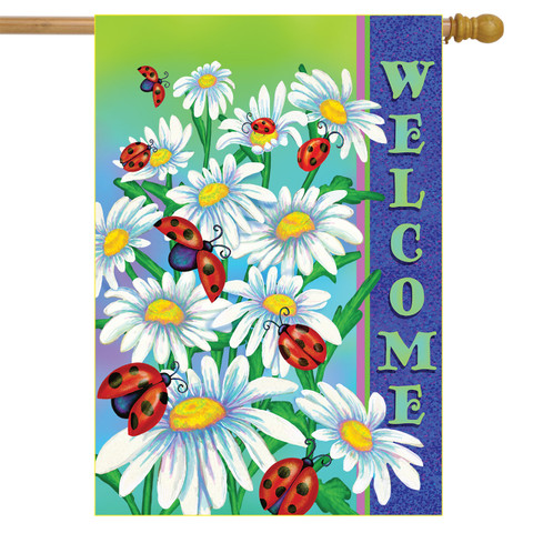 Ladybugs Spring House Flag